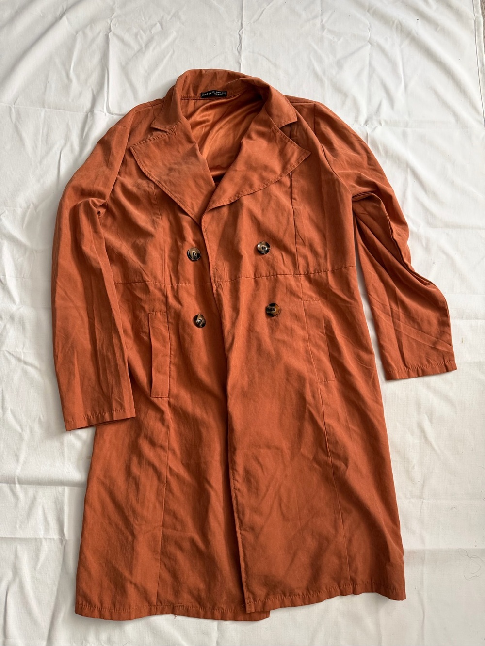 Double-Breasted Trench Coat in Rust Orange